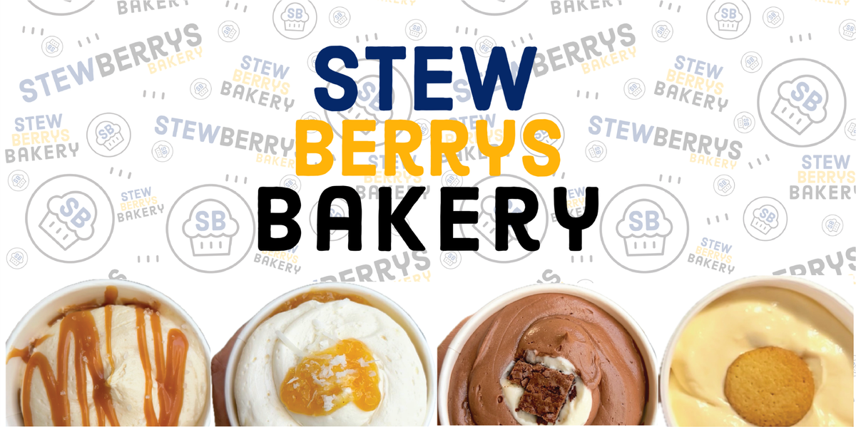4 gluten free cake in a cup lined up, chocolate salted caramel, pineapple upside down cake, triple chocolate and banana pudding 